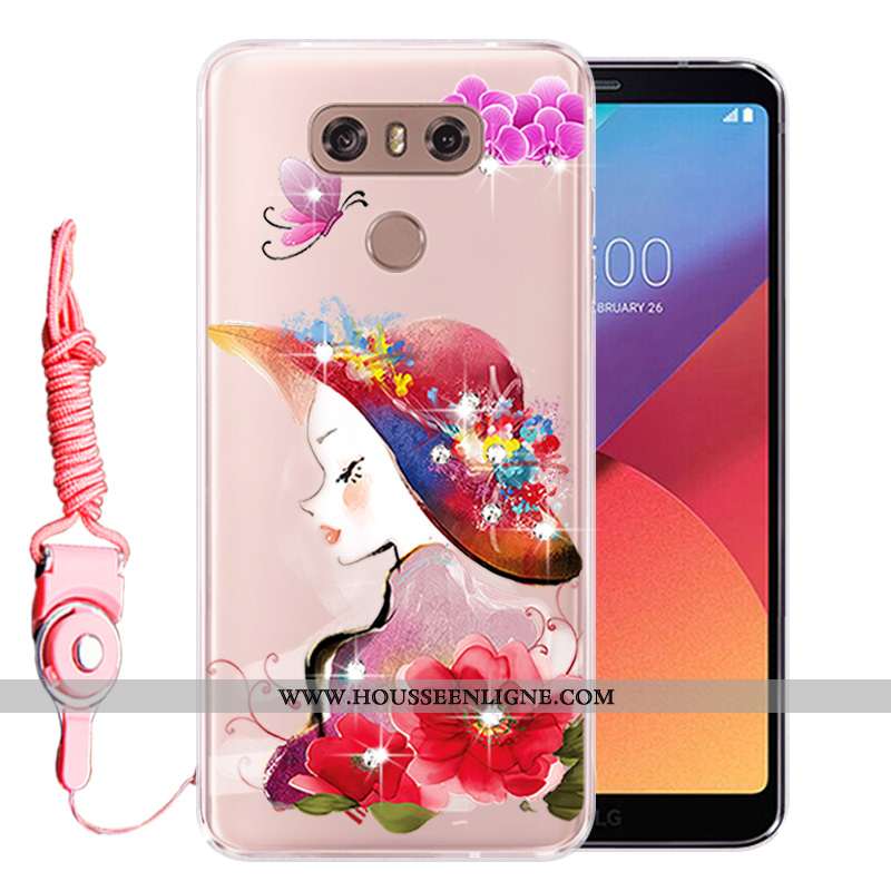 Coque Lg G6 Silicone Protection Incassable Strass Tout Compris Fluide Doux Téléphone Portable Rose