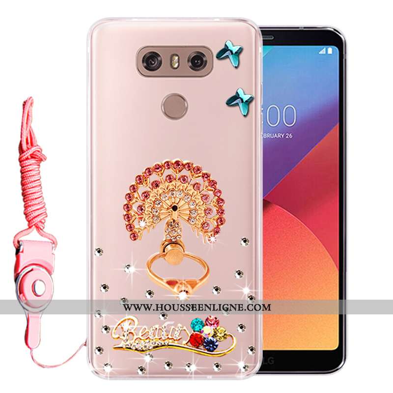 Coque Lg G6 Silicone Protection Incassable Strass Tout Compris Fluide Doux Téléphone Portable Rose