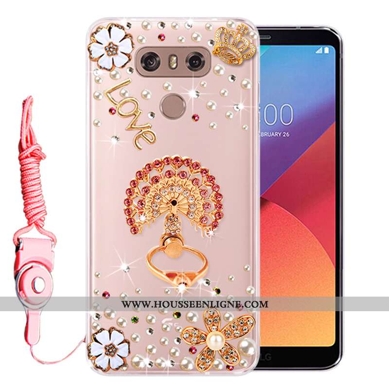 Coque Lg G6 Silicone Protection Incassable Strass Tout Compris Fluide Doux Téléphone Portable Rose