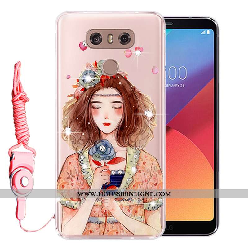 Coque Lg G6 Silicone Protection Incassable Strass Tout Compris Fluide Doux Téléphone Portable Rose