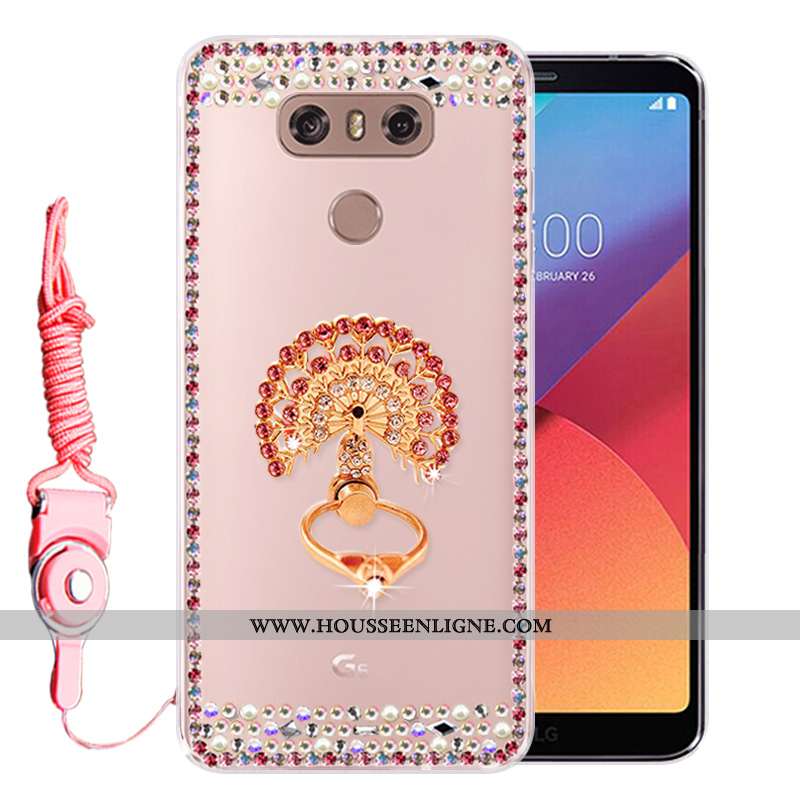 Coque Lg G6 Silicone Protection Incassable Strass Tout Compris Fluide Doux Téléphone Portable Rose