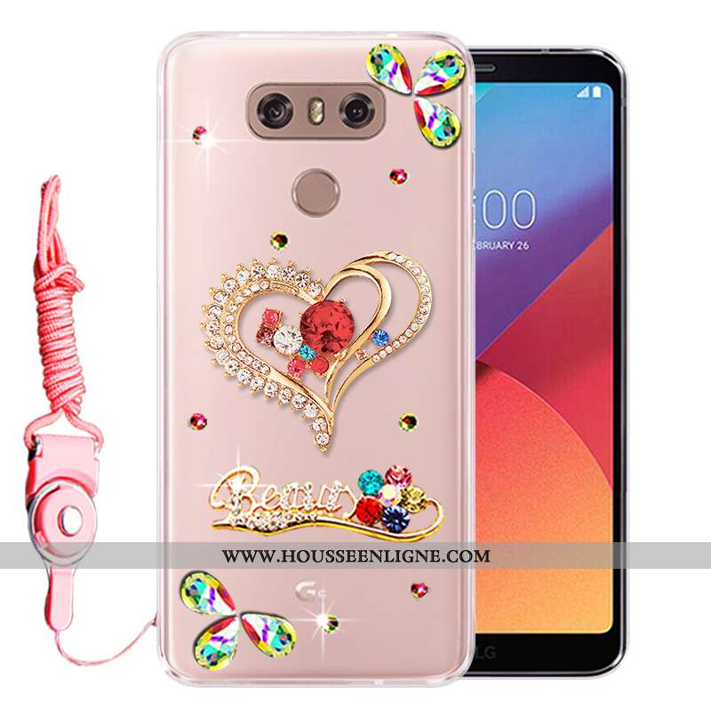 Coque Lg G6 Silicone Protection Incassable Strass Tout Compris Fluide Doux Téléphone Portable Rose