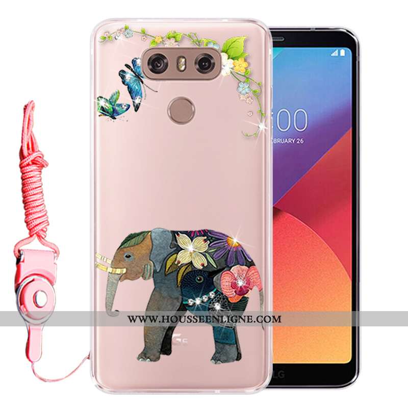 Coque Lg G6 Silicone Protection Incassable Strass Tout Compris Fluide Doux Téléphone Portable Rose