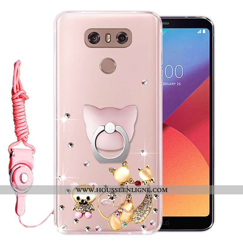 Coque Lg G6 Silicone Protection Incassable Strass Tout Compris Fluide Doux Téléphone Portable Rose