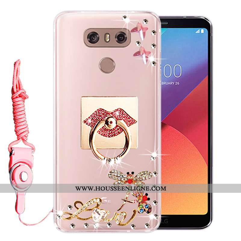 Coque Lg G6 Silicone Protection Incassable Strass Tout Compris Fluide Doux Téléphone Portable Rose
