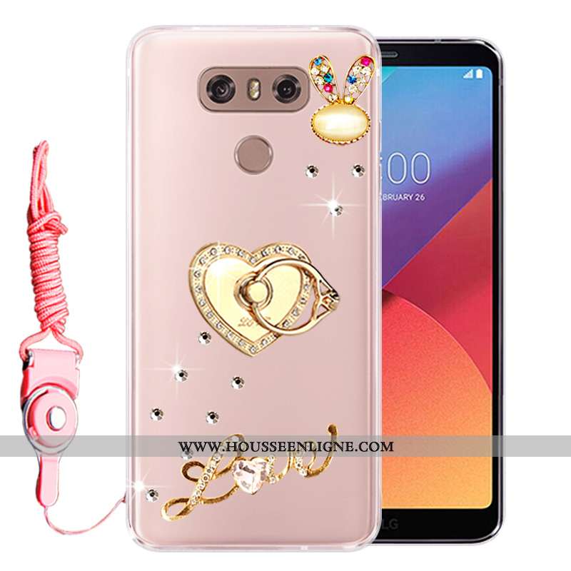 Coque Lg G6 Silicone Protection Incassable Strass Tout Compris Fluide Doux Téléphone Portable Rose