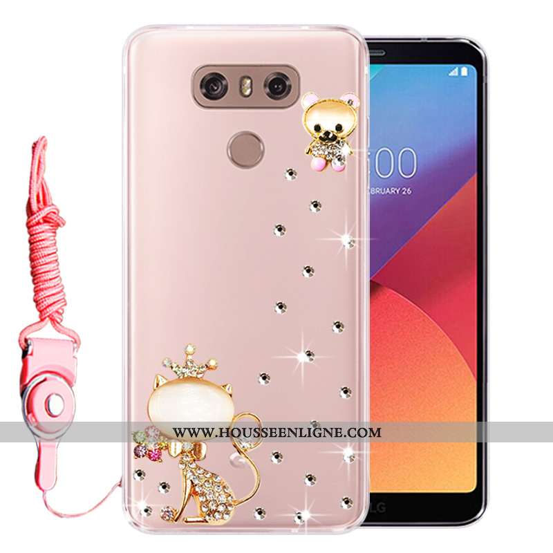 Coque Lg G6 Silicone Protection Incassable Strass Tout Compris Fluide Doux Téléphone Portable Rose