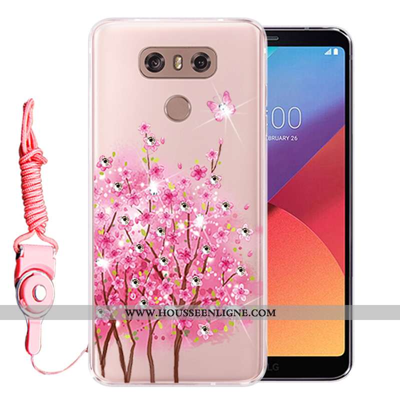 Coque Lg G6 Silicone Protection Incassable Strass Tout Compris Fluide Doux Téléphone Portable Rose