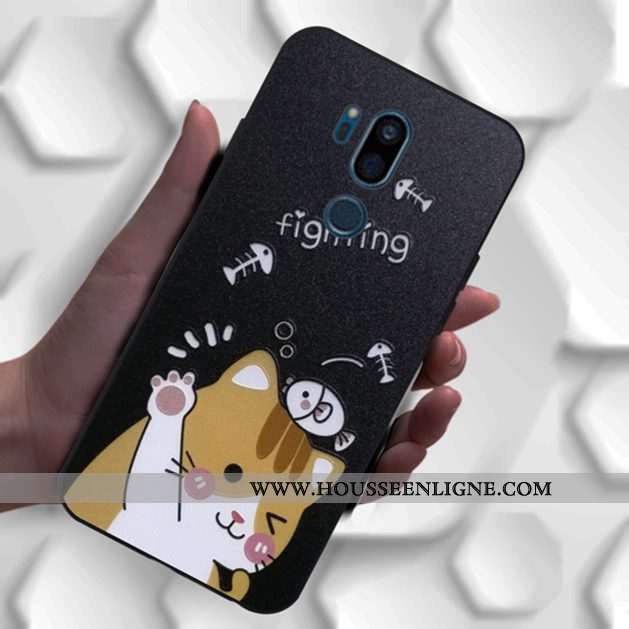 Coque Lg G7 Thinq Charmant Fluide Doux Noir Silicone Incassable Motif Dessin Animé