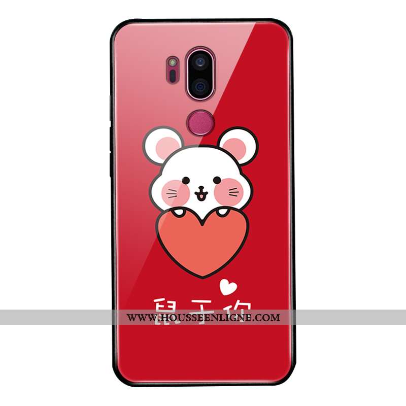 Coque Lg G7 Thinq Délavé En Daim Protection Rouge Incassable Verre Nouveau Étui