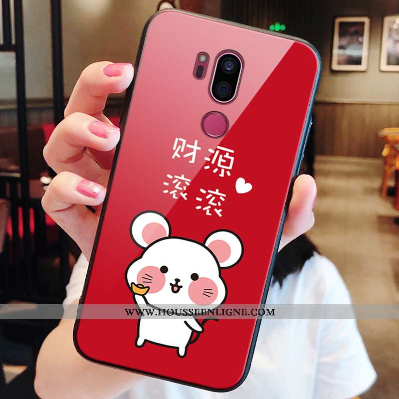 Coque Lg G7 Thinq Délavé En Daim Protection Rouge Incassable Verre Nouveau Étui