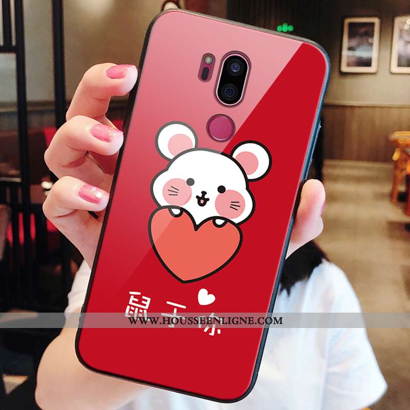 Coque Lg G7 Thinq Délavé En Daim Protection Rouge Incassable Verre Nouveau Étui
