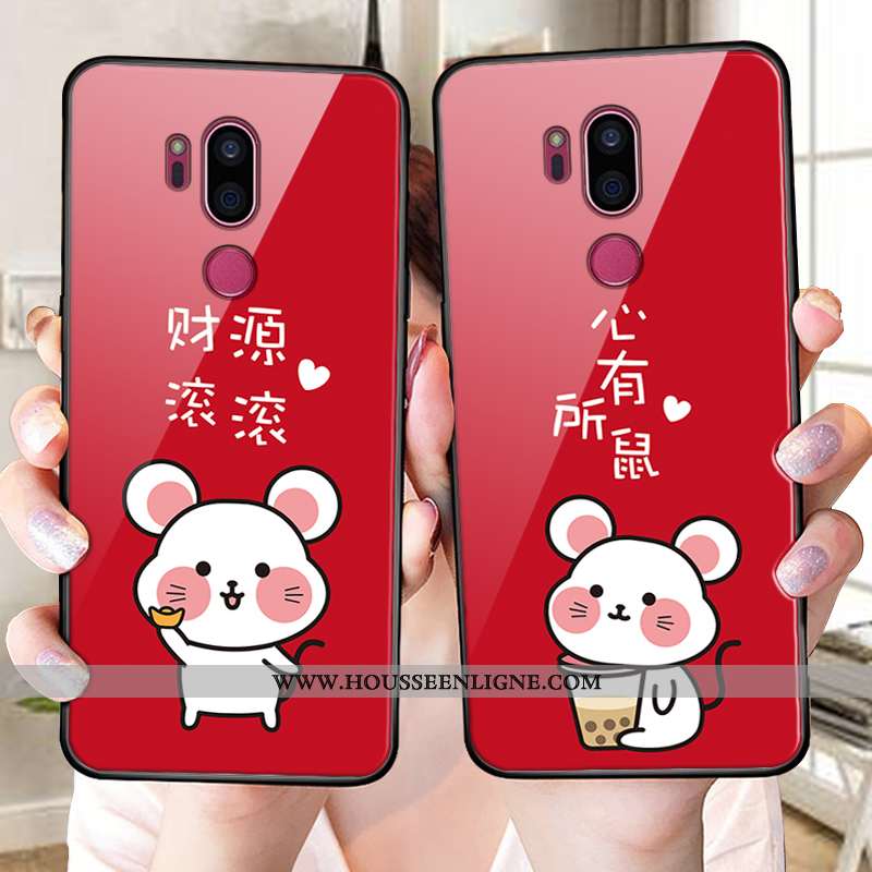 Coque Lg G7 Thinq Délavé En Daim Protection Rouge Incassable Verre Nouveau Étui