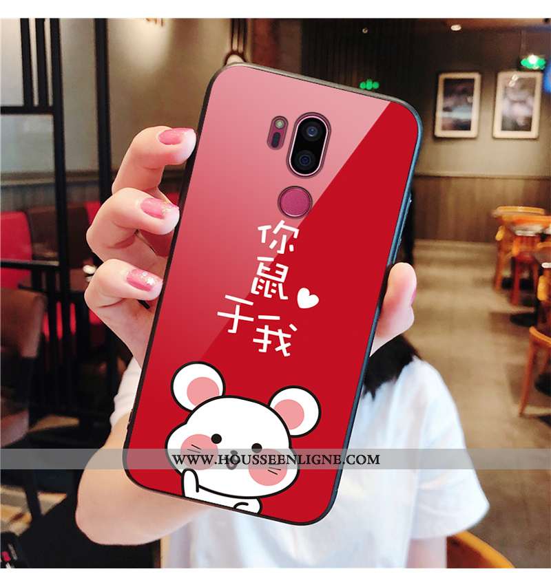 Coque Lg G7 Thinq Délavé En Daim Protection Rouge Incassable Verre Nouveau Étui