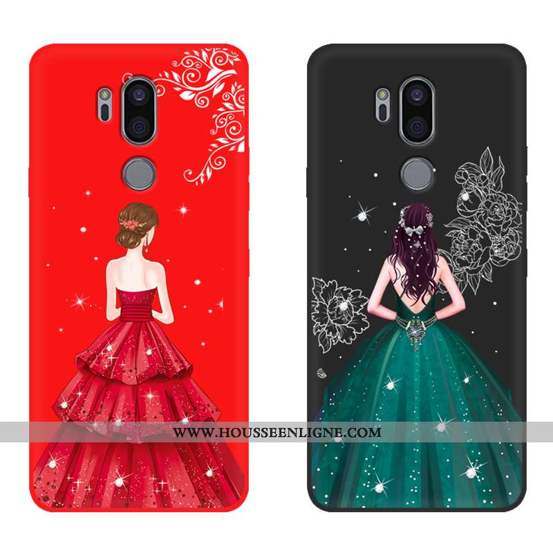 Coque Lg G7 Thinq Fluide Doux Protection Incassable Frais Étui Petit Rouge