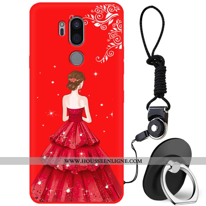 Coque Lg G7 Thinq Fluide Doux Protection Incassable Frais Étui Petit Rouge