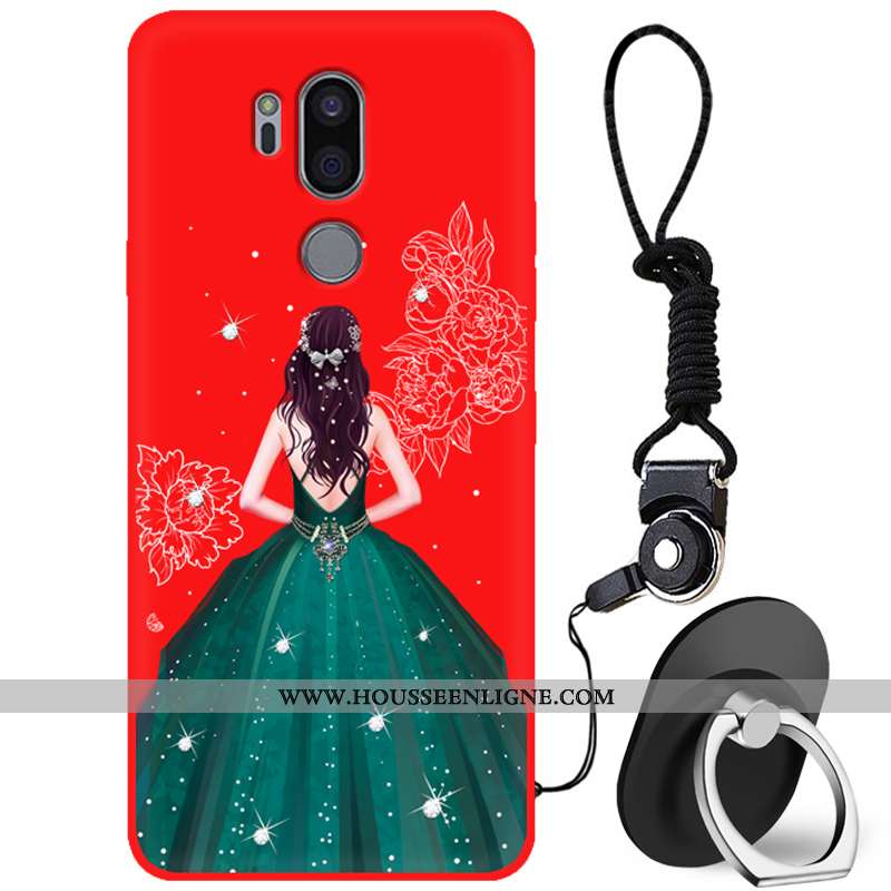 Coque Lg G7 Thinq Fluide Doux Protection Incassable Frais Étui Petit Rouge