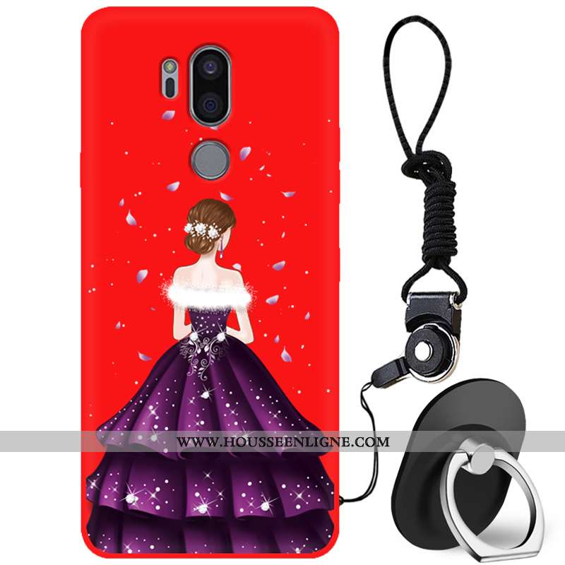 Coque Lg G7 Thinq Fluide Doux Protection Incassable Frais Étui Petit Rouge