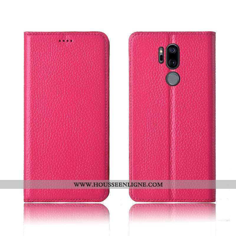Coque Lg G7 Thinq Protection Cuir Véritable Kaki Téléphone Portable Silicone Incassable Clamshell Kh