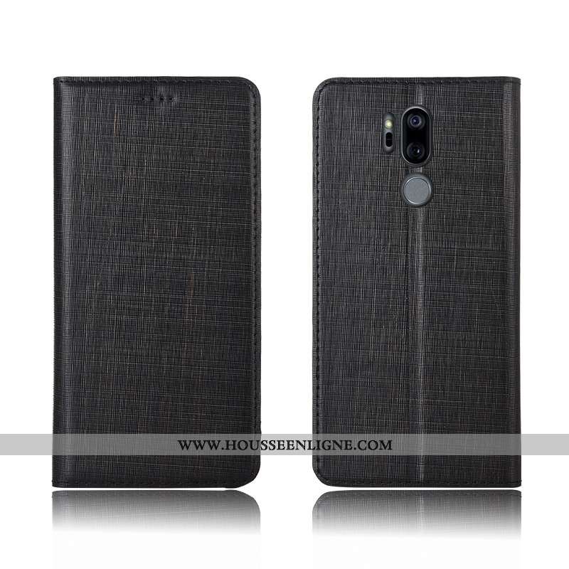 Coque Lg G7 Thinq Protection Cuir Véritable Silicone Tout Compris Nouveau Clamshell Fluide Doux Bleu