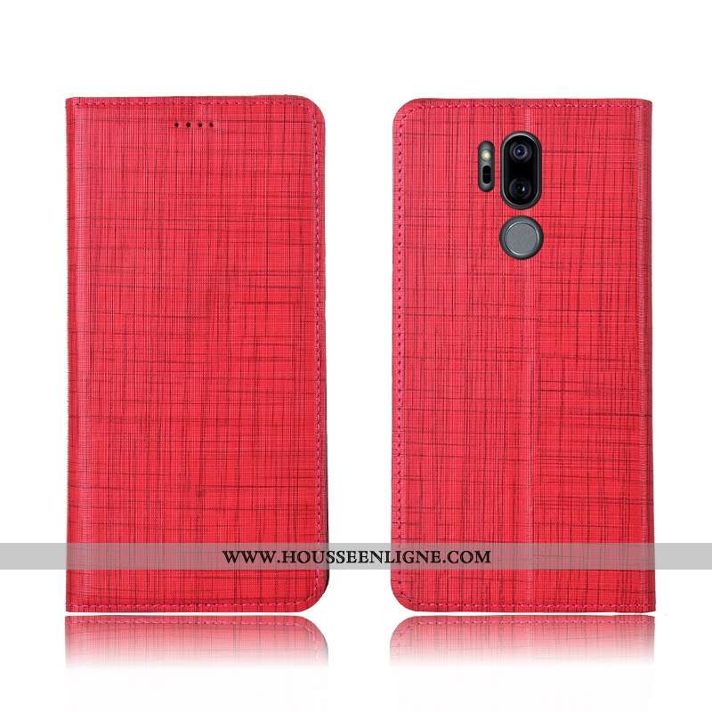 Coque Lg G7 Thinq Protection Cuir Véritable Silicone Tout Compris Nouveau Clamshell Fluide Doux Bleu