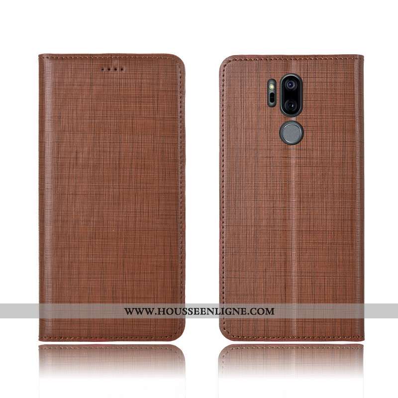 Coque Lg G7 Thinq Protection Cuir Véritable Silicone Tout Compris Nouveau Clamshell Fluide Doux Bleu