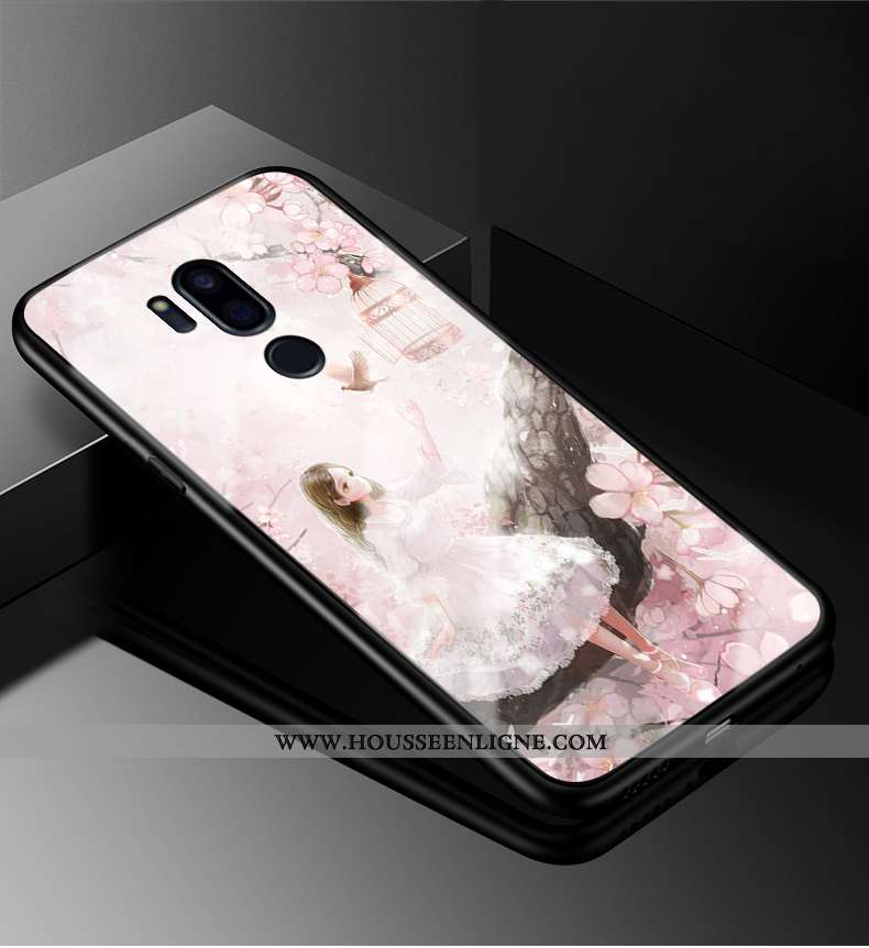 Coque Lg G7 Thinq Protection Verre Tendance Étui Personnalité Dessin Animé Incassable Blanche