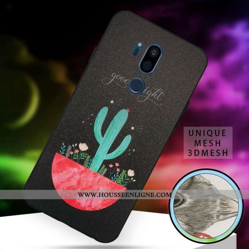 Coque Lg G7 Thinq Silicone Dessin Animé Charmant Grand Fluide Doux Blanc Chat Blanche