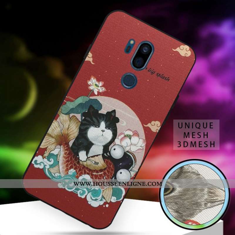 Coque Lg G7 Thinq Silicone Dessin Animé Charmant Grand Fluide Doux Blanc Chat Blanche