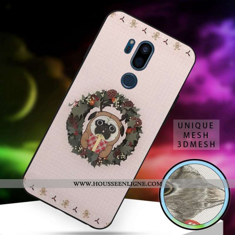 Coque Lg G7 Thinq Silicone Dessin Animé Charmant Grand Fluide Doux Blanc Chat Blanche