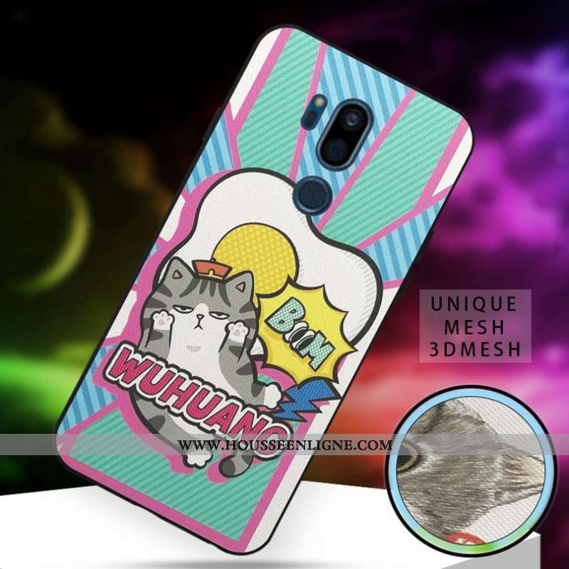Coque Lg G7 Thinq Silicone Dessin Animé Charmant Grand Fluide Doux Blanc Chat Blanche