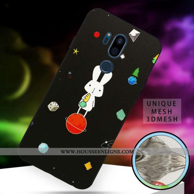 Coque Lg G7 Thinq Silicone Dessin Animé Charmant Grand Fluide Doux Blanc Chat Blanche