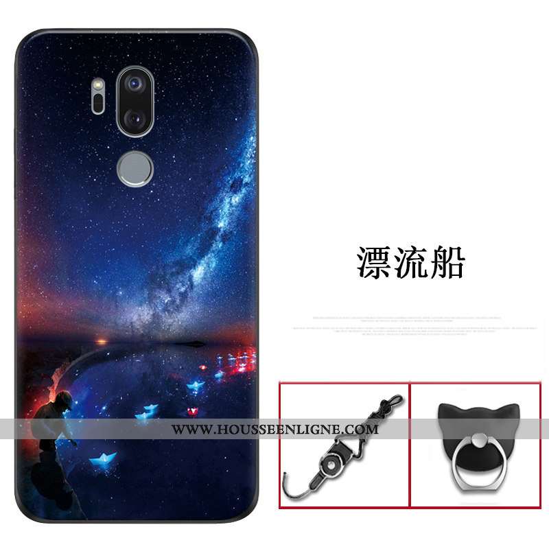 Coque Lg G7 Thinq Transparent Ultra Incassable Protection Étui Bleu Marin Fluide Doux Bleu Foncé