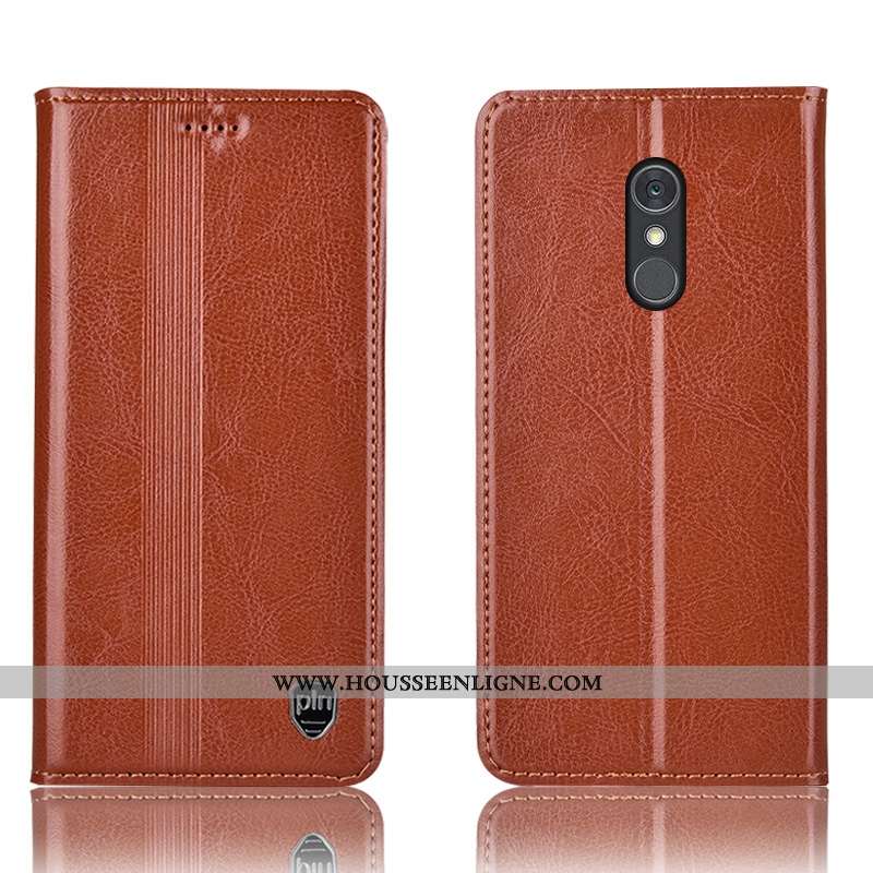 Coque Lg Q Stylus Cuir Véritable Protection Rouge Téléphone Portable Étui Housse