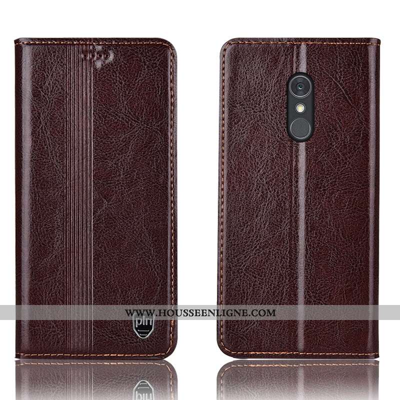 Coque Lg Q Stylus Cuir Véritable Protection Rouge Téléphone Portable Étui Housse
