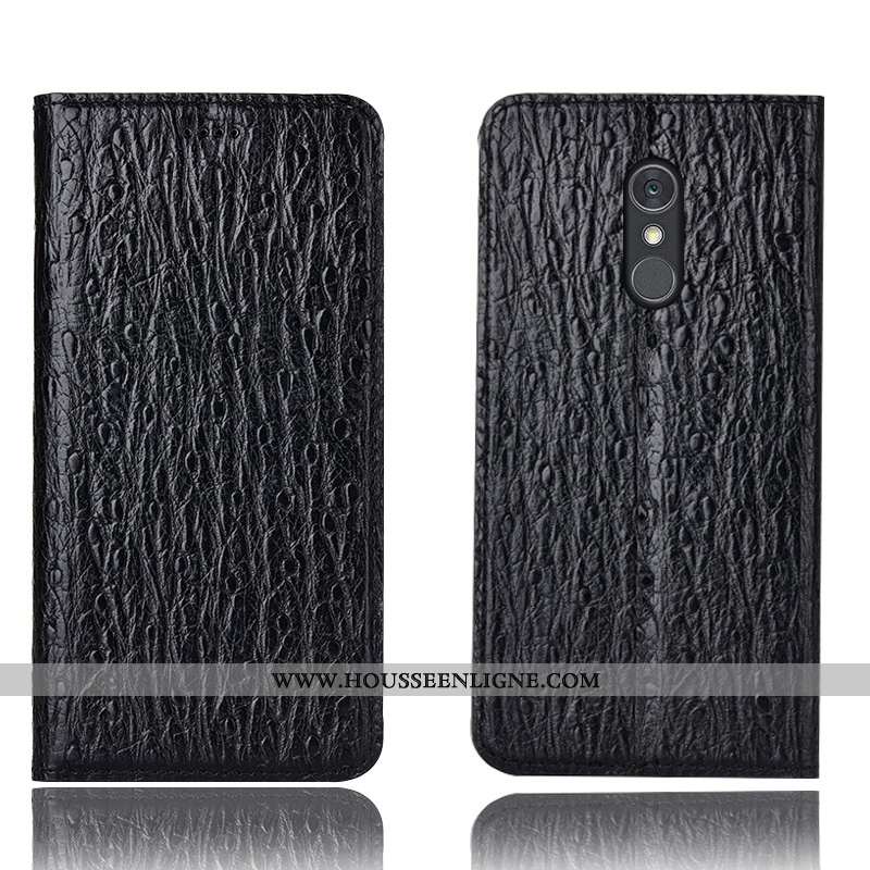 Coque Lg Q Stylus Modèle Fleurie Protection Incassable Étui Cuir Véritable Oiseau Noir