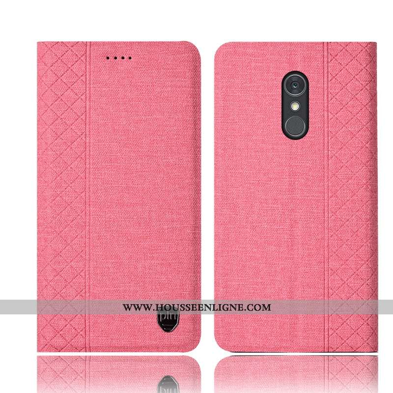Coque Lg Q Stylus Protection Cuir Étui Incassable Téléphone Portable Lin Rose