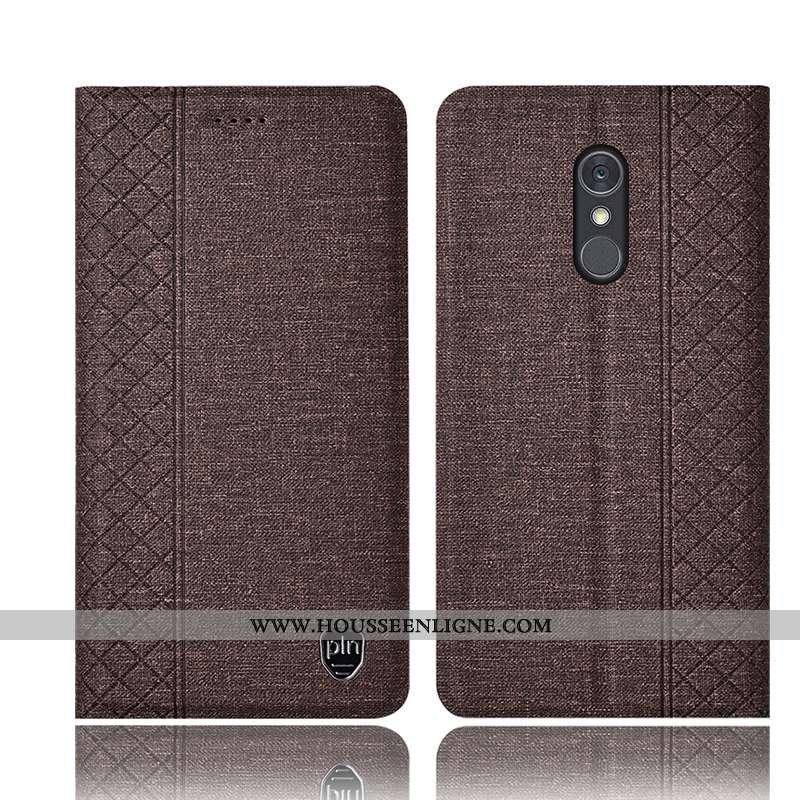 Coque Lg Q Stylus Protection Cuir Étui Incassable Téléphone Portable Lin Rose
