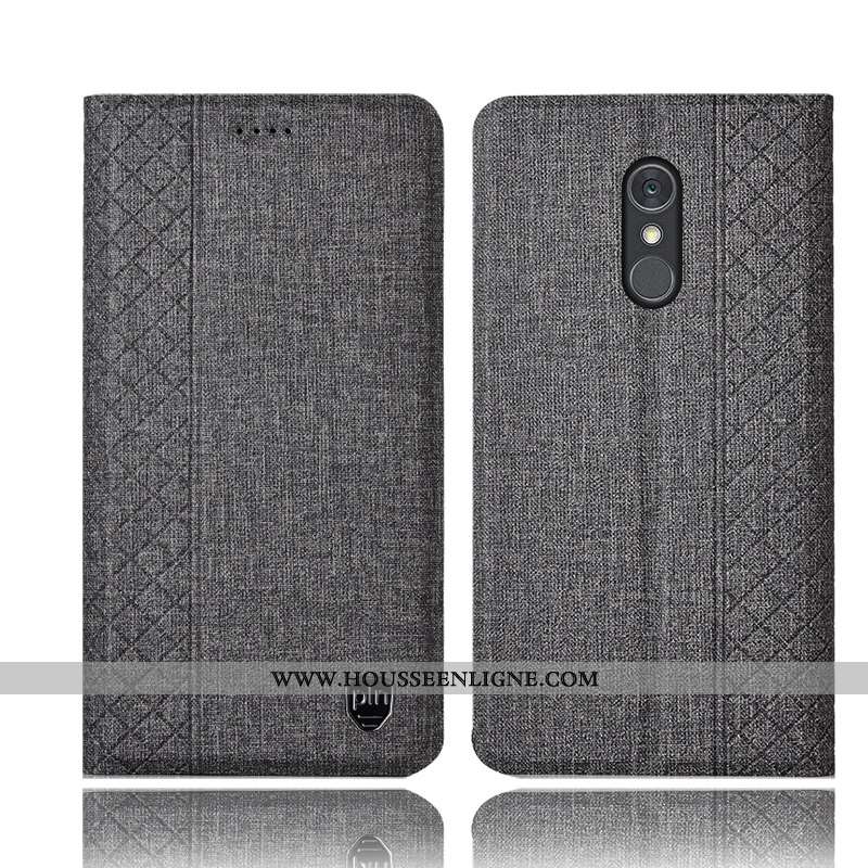 Coque Lg Q Stylus Protection Cuir Étui Incassable Téléphone Portable Lin Rose