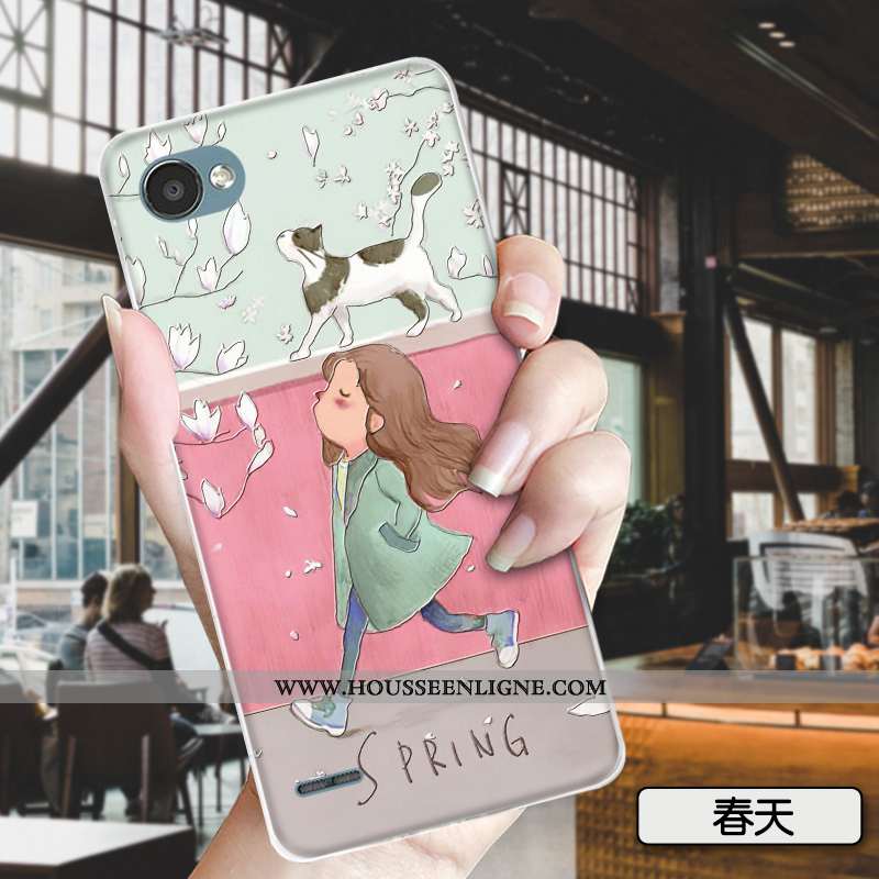 Coque Lg Q6 Dessin Animé Charmant Téléphone Portable Mode Étui Tout Compris Petit Verte