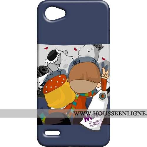 Coque Lg Q6 Délavé En Daim Difficile Téléphone Portable Étui Bleu Mini