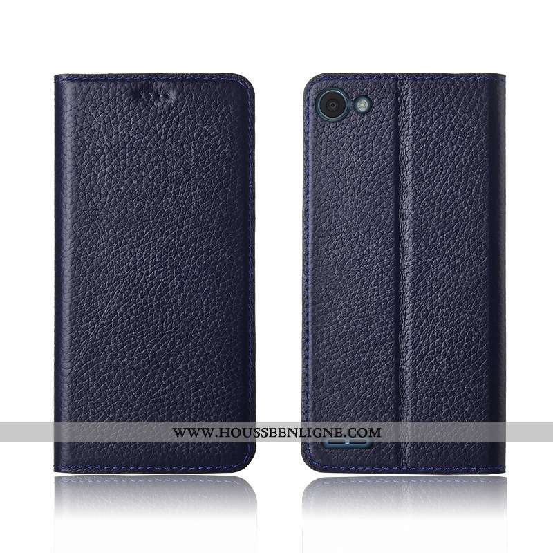 Coque Lg Q6 Fluide Doux Silicone Téléphone Portable Tout Compris Cuir Véritable Litchi Noir