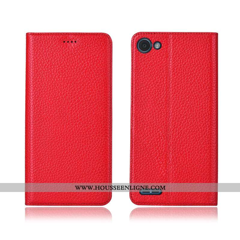 Coque Lg Q6 Fluide Doux Silicone Téléphone Portable Tout Compris Cuir Véritable Litchi Noir