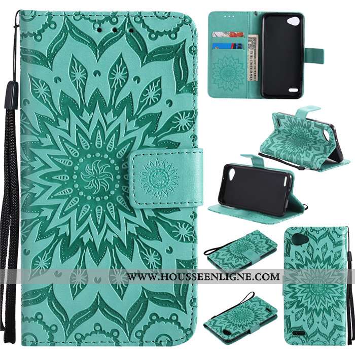 Coque Lg Q6 Protection Cuir Téléphone Portable Étui Incassable Tout Compris Verte