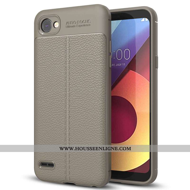 Coque Lg Q6 Protection Tendance Gris Nouveau Tout Compris Litchi Étui