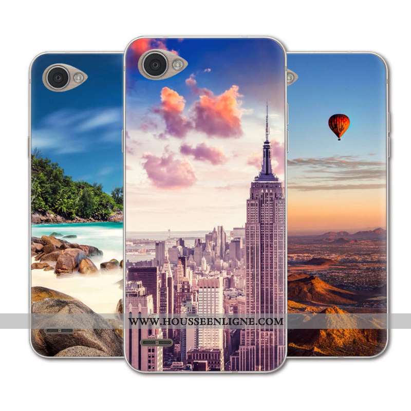 Coque Lg Q6 Silicone Créatif Bleu Peinture Paysage Banane Étui