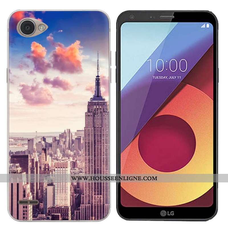 Coque Lg Q6 Silicone Créatif Bleu Peinture Paysage Banane Étui