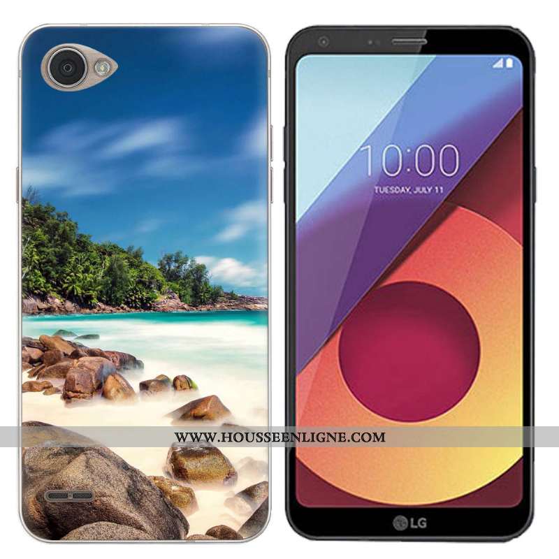 Coque Lg Q6 Silicone Créatif Bleu Peinture Paysage Banane Étui
