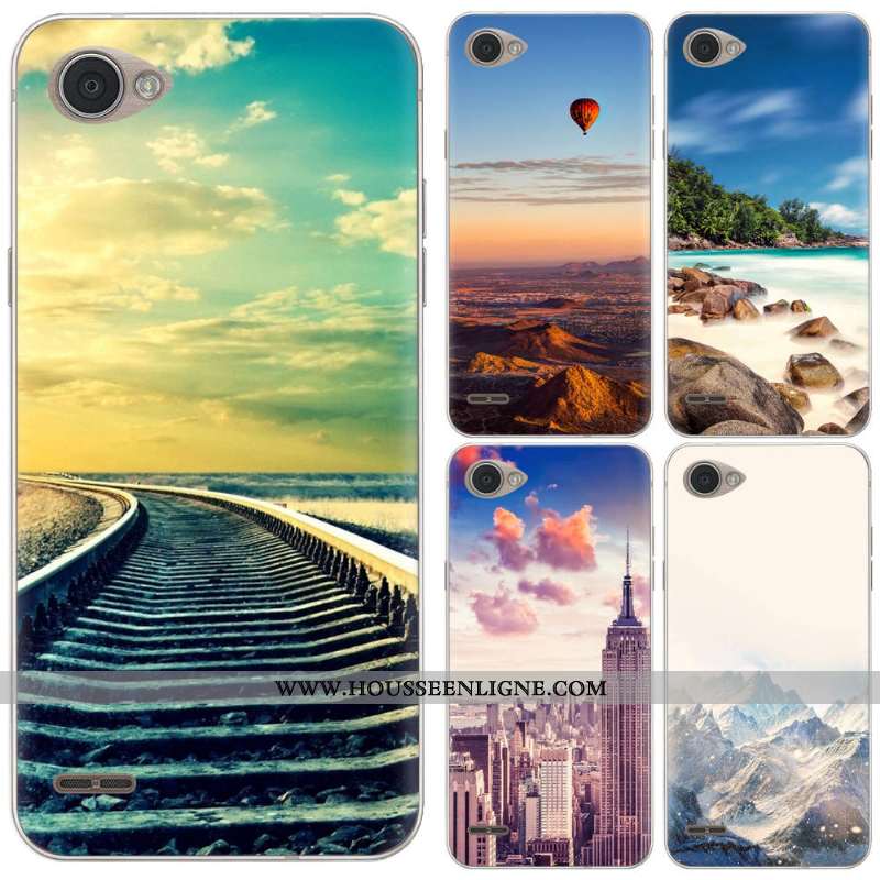 Coque Lg Q6 Silicone Créatif Bleu Peinture Paysage Banane Étui