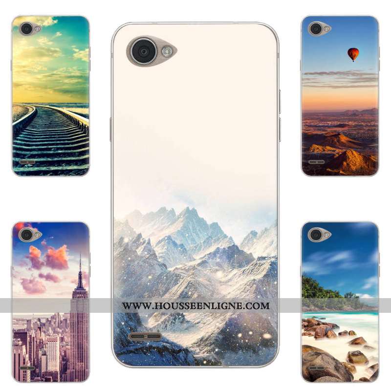 Coque Lg Q6 Silicone Créatif Bleu Peinture Paysage Banane Étui